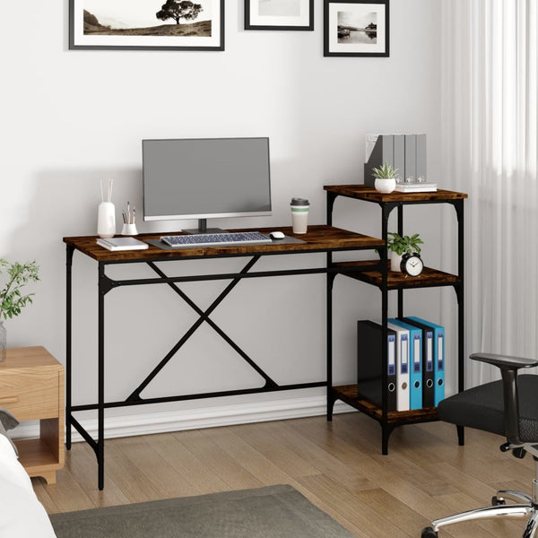 Schreibtisch mit Regal Räuchereiche 135cm