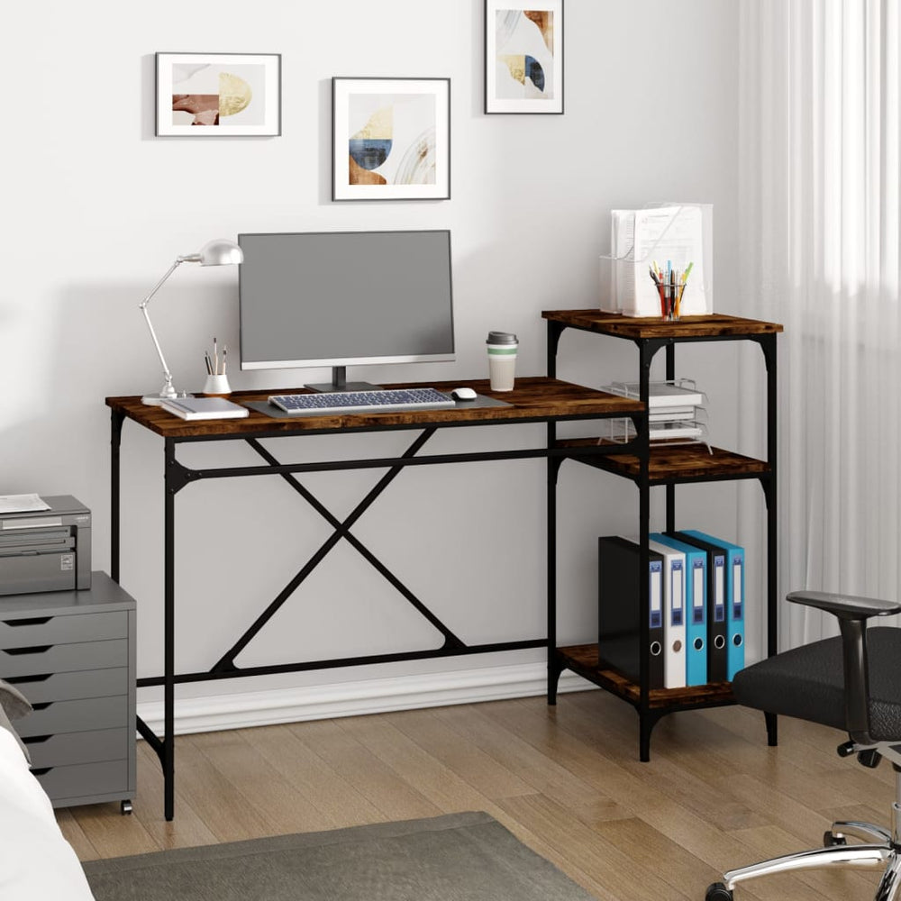 Schreibtisch mit Regal Räuchereiche 135cm