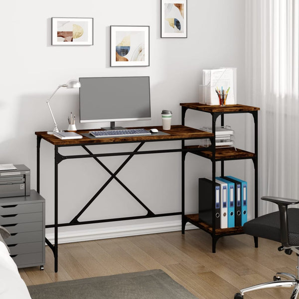 Schreibtisch mit Regal Räuchereiche 135cm