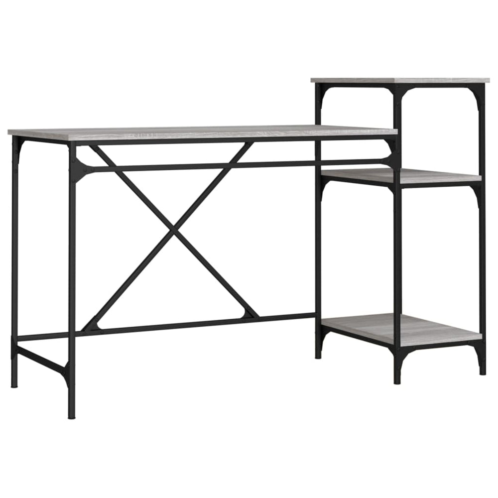Schreibtisch mit Regal Grau Sonoma 135 cm