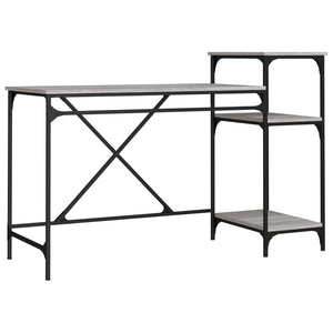 Schreibtisch mit Regal Grau Sonoma 135 cm
