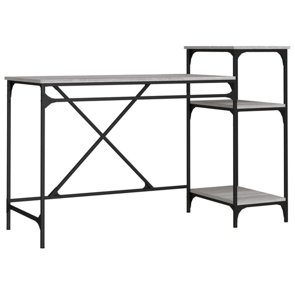 Schreibtisch mit Regal Grau Sonoma 135 cm