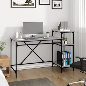 Schreibtisch mit Regal Grau Sonoma 135 cm