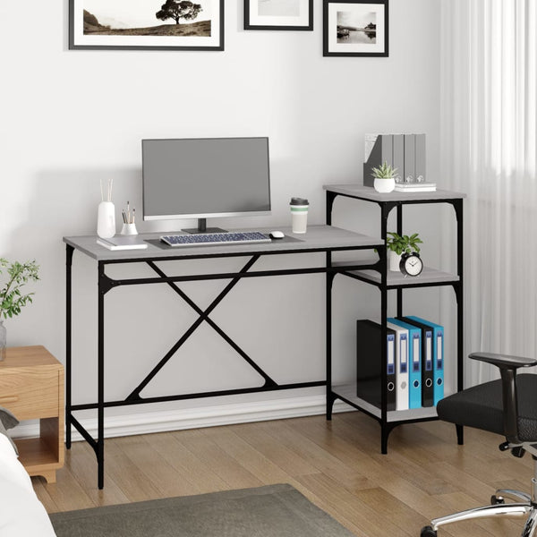 Schreibtisch mit Regal Grau Sonoma 135 cm