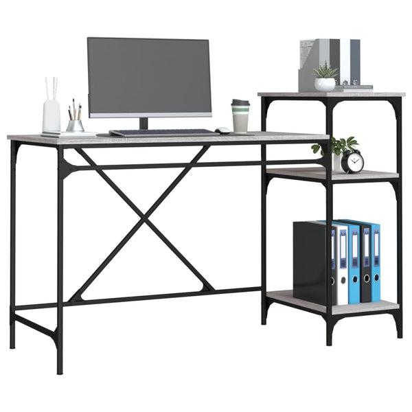 Schreibtisch mit Regal Grau Sonoma 135 cm