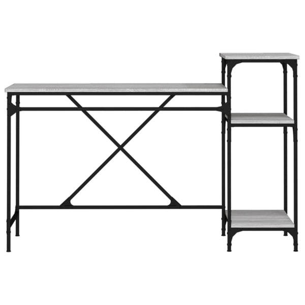 Schreibtisch mit Regal Grau Sonoma 135 cm