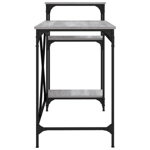 Schreibtisch mit Regal Grau Sonoma 135 cm