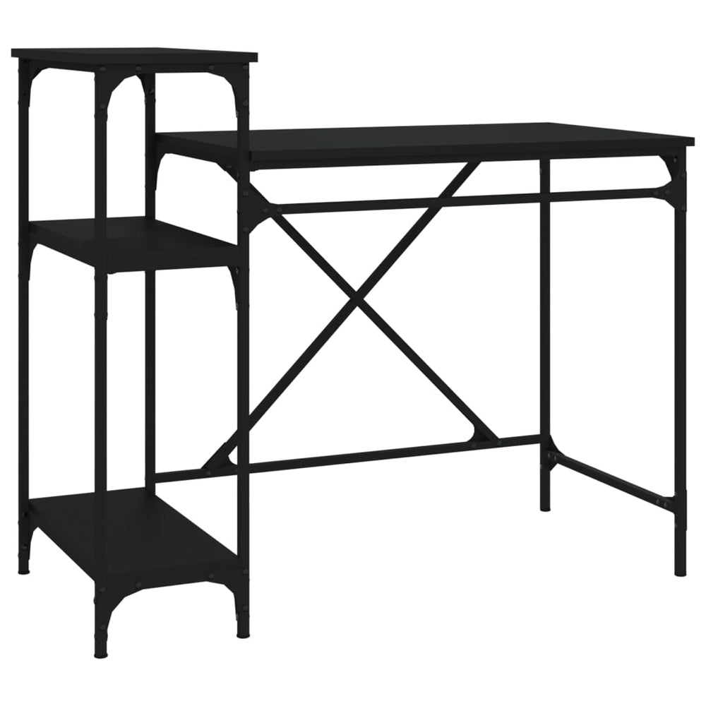 Schreibtisch mit Regal Schwarz 105cm