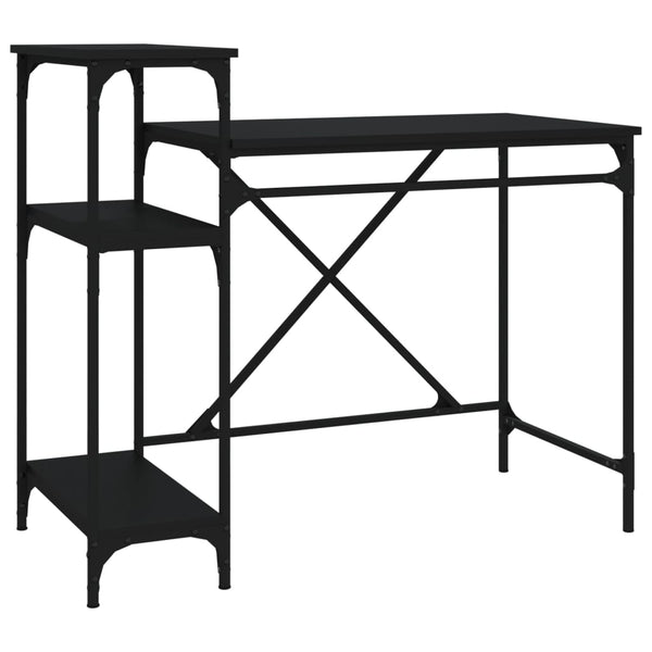 Schreibtisch mit Regal Schwarz 105cm