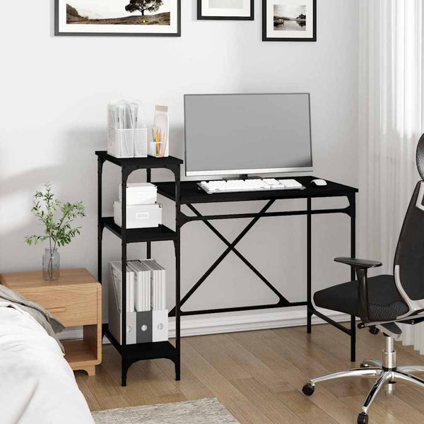 Schreibtisch mit Regal Schwarz 105cm