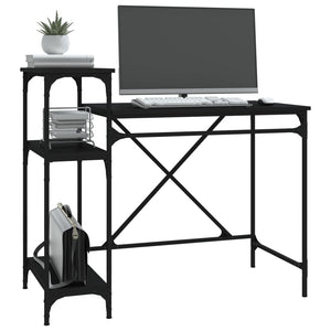 Schreibtisch mit Regal Schwarz 105cm