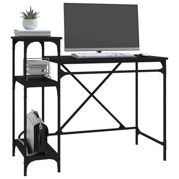 Schreibtisch mit Regal Schwarz 105cm