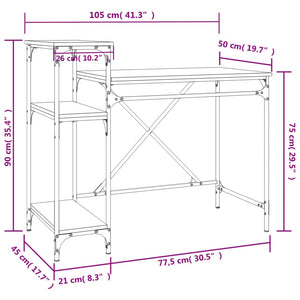 Schreibtisch mit Regal Schwarz 105cm