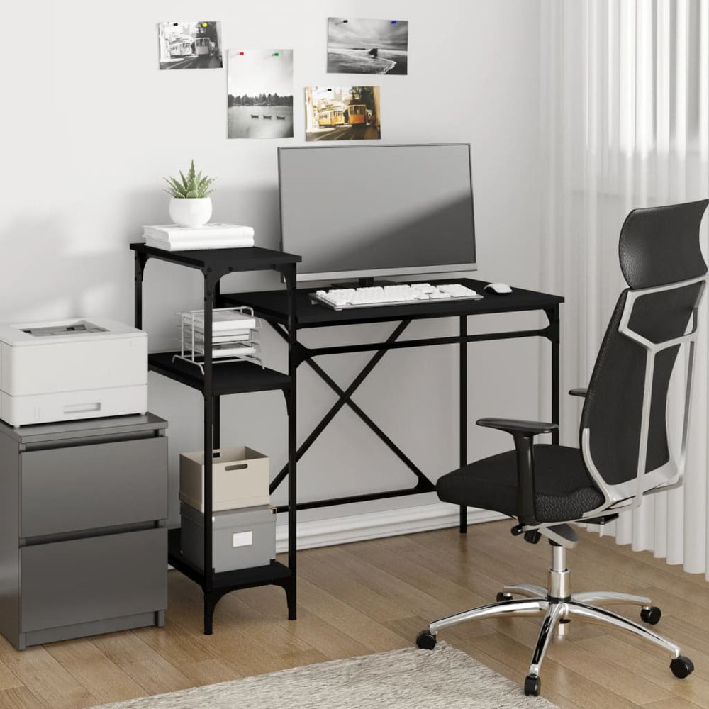 Schreibtisch mit Regal Schwarz 105cm