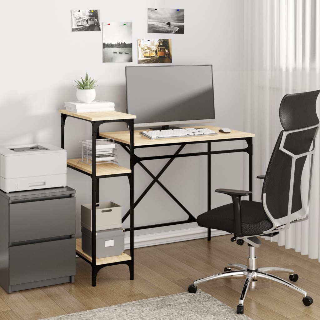 Schreibtisch Sonoma Eiche mit Regal 105cm