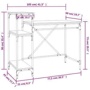 Schreibtisch mit Regal Räuchereiche 105cm
