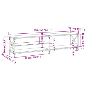 TV-Schrank Braun Eiche 200 cm