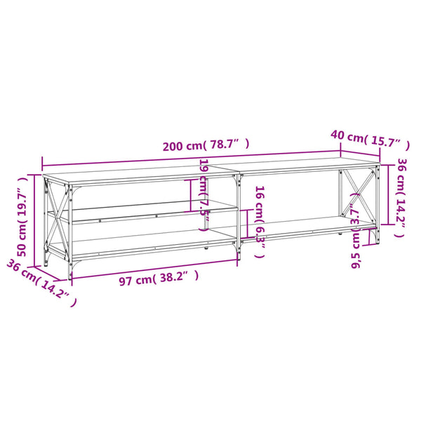 TV-Schrank Braun Eiche 200 cm