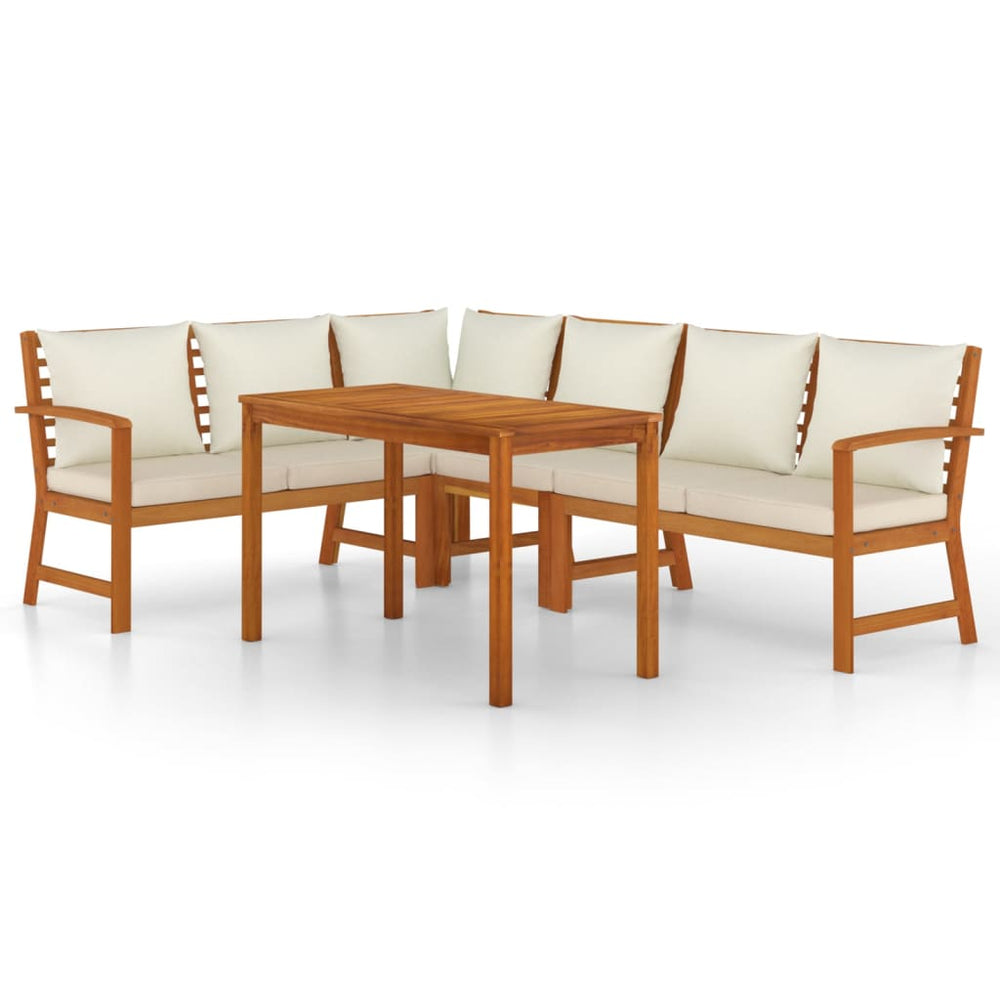 vidaXL Ensemble de salle à manger de jardin 5 pcs avec coussins Bois d'acacia massif