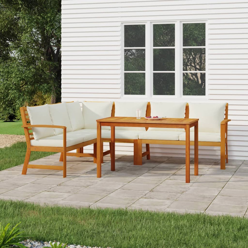 vidaXL Ensemble de salle à manger de jardin 5 pcs avec coussins Bois d'acacia massif