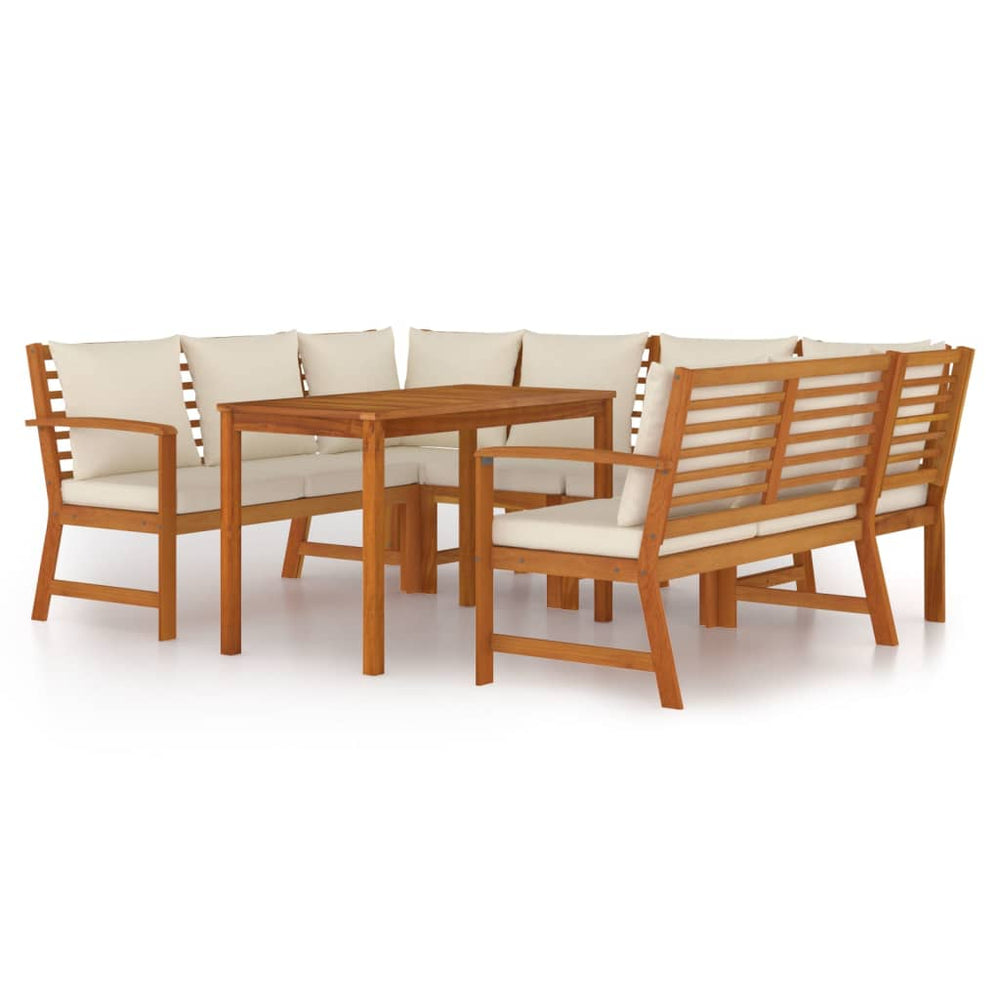vidaXL Salon de jardin 7 pcs. avec coussins Bois d'acacia massif