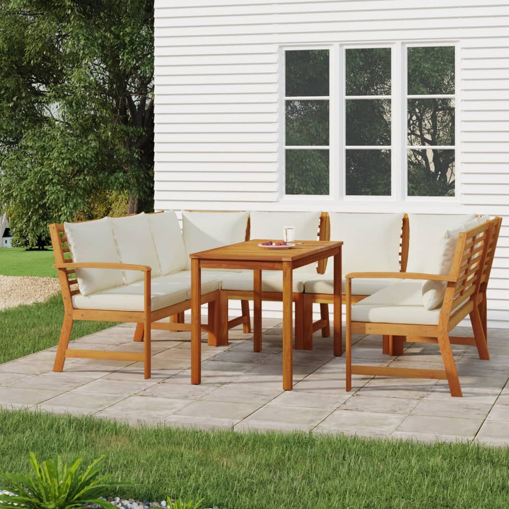 vidaXL Salon de jardin 7 pcs. avec coussins Bois d'acacia massif