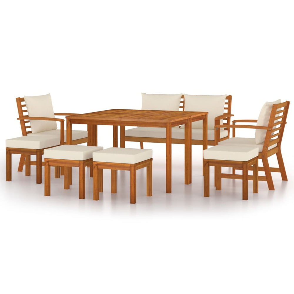 vidaXL Ensemble repas de jardin 9 pcs avec coussins Bois d'acacia massif