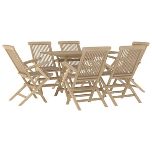7-tlg. Garten-Essgruppe Grau Massivholz Teak
