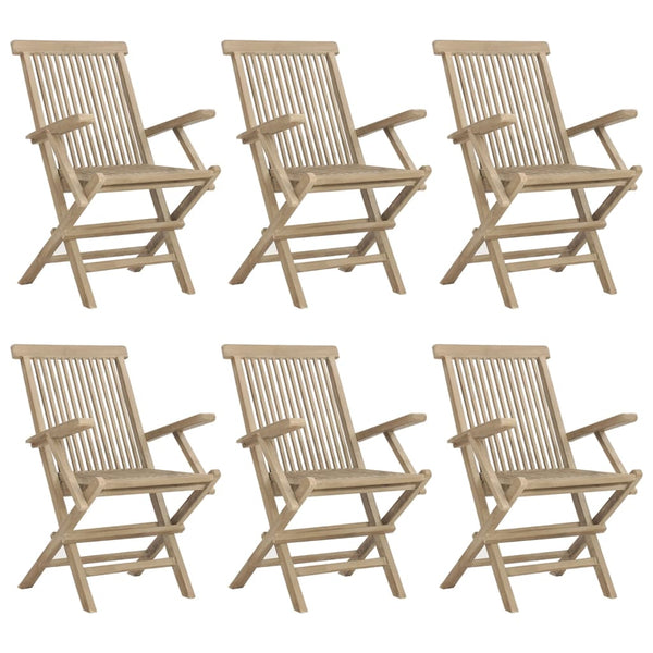 7-tlg. Garten-Essgruppe Grau Massivholz Teak