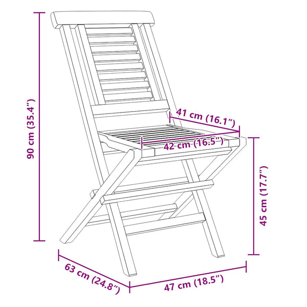 Gartenstühle 8 Stk. Klappbar 47x63x90 cm Massivholz Teak