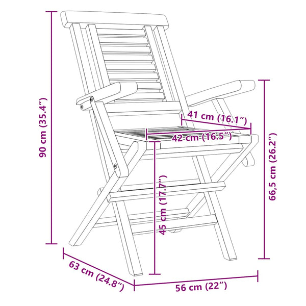 Gartenstühle 8 Stk. Klappbar 56x63x90 cm Massivholz Teak