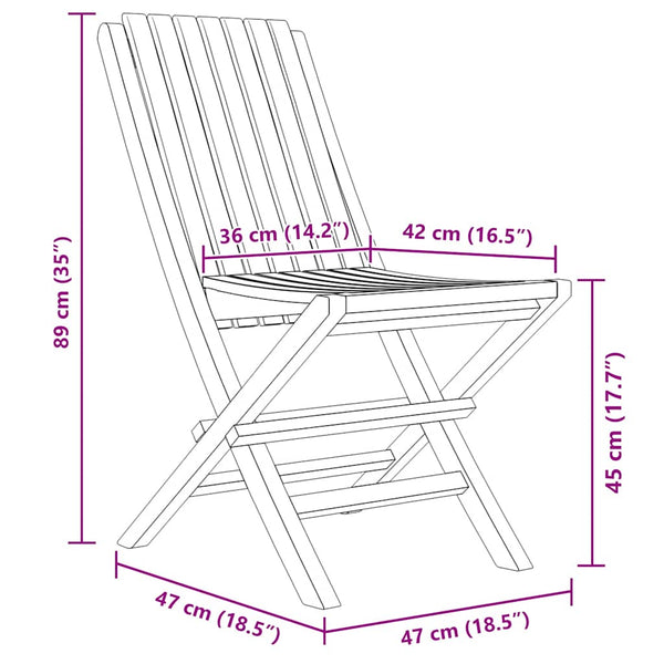 vidaXL Chaises de jardin pliables 8 pcs 47x47x89 cm Bois de teck massif