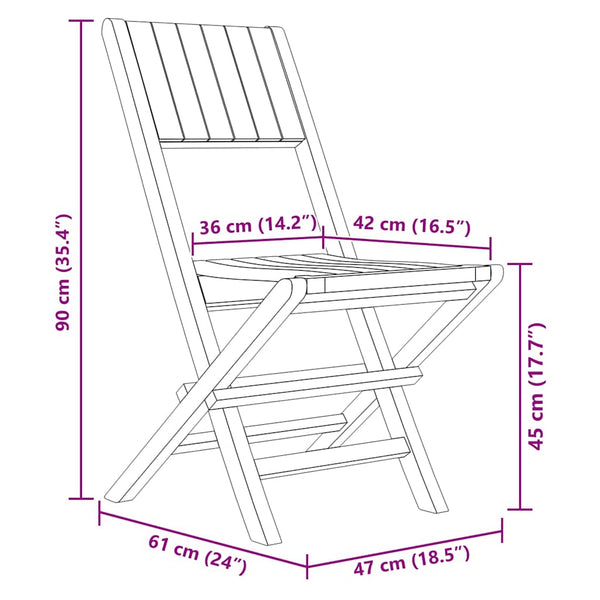 Gartenstühle 4 Stk. Klappbar 47x61x90 cm Massivholz Teak