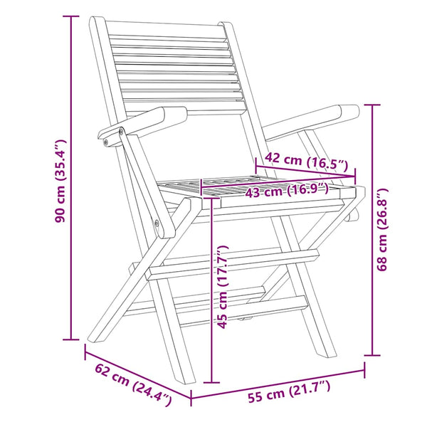 Gartenstühle 6 Stk. Klappbar 55x62x90 cm Massivholz Teak