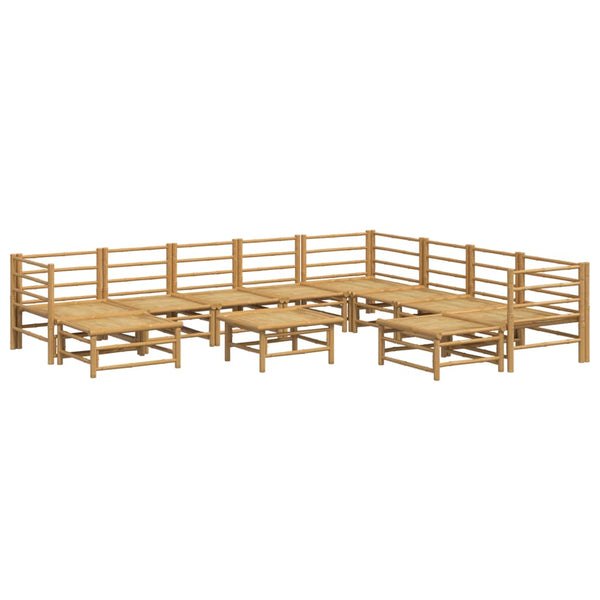 11-tlg. Garten-Lounge-Set mit Hellgrauen Kissen Bambus