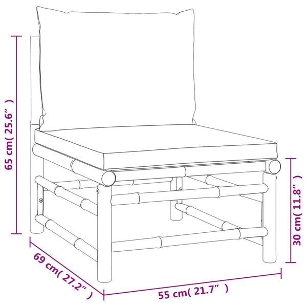 6-tlg. Garten-Lounge-Set mit Hellgrauen Kissen Bambus