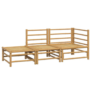 3-tlg. Garten-Lounge-Set mit Hellgrauen Kissen Bambus
