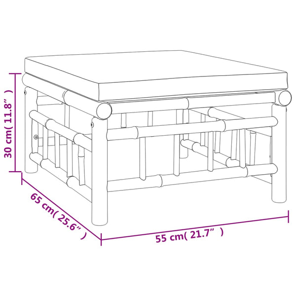6-tlg. Garten-Lounge-Set mit Cremeweißen Kissen Bambus