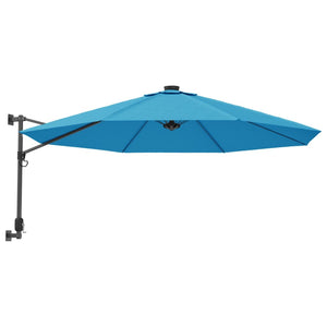 Wand-Sonnenschirm mit LEDs, Meerblau, 290cm