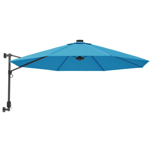 Wand-Sonnenschirm mit LEDs, Meerblau, 290cm
