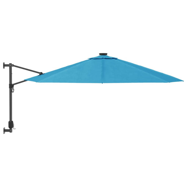 Wand-Sonnenschirm mit LEDs, Meerblau, 290cm