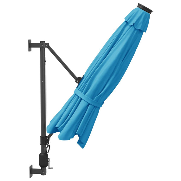 Wand-Sonnenschirm mit LEDs, Meerblau, 290cm