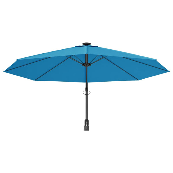 Wand-Sonnenschirm mit LEDs, Meerblau, 290cm