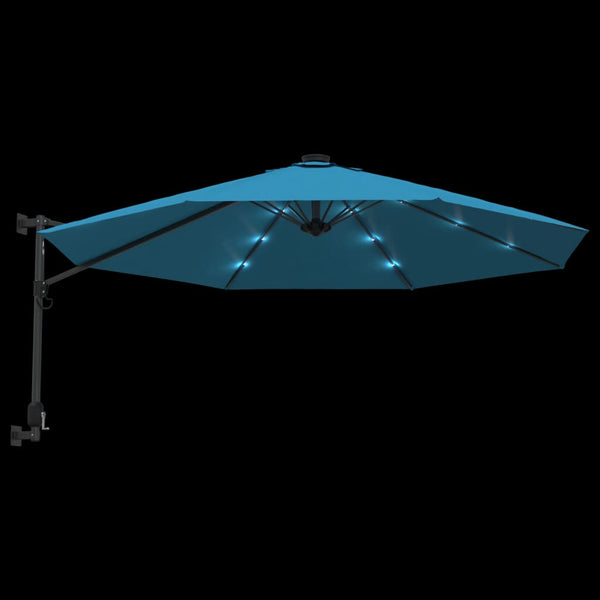 Wand-Sonnenschirm mit LEDs, Meerblau, 290cm