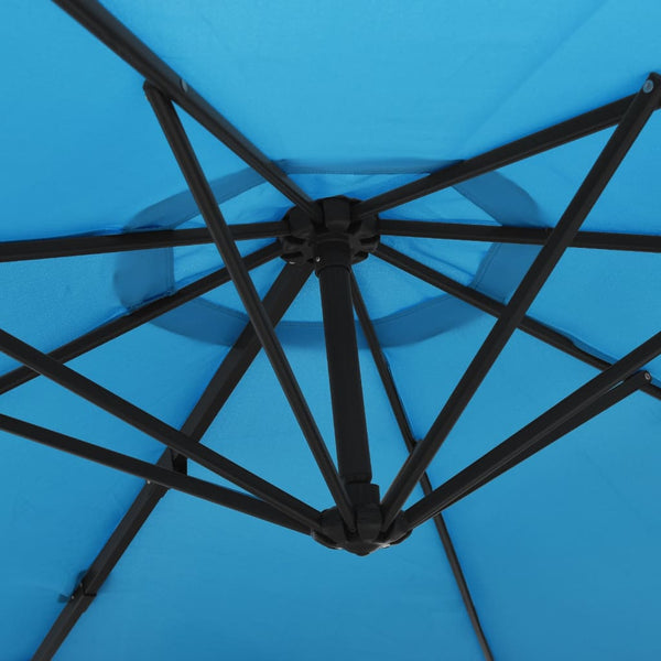 Wand-Sonnenschirm mit LEDs, Meerblau, 290cm