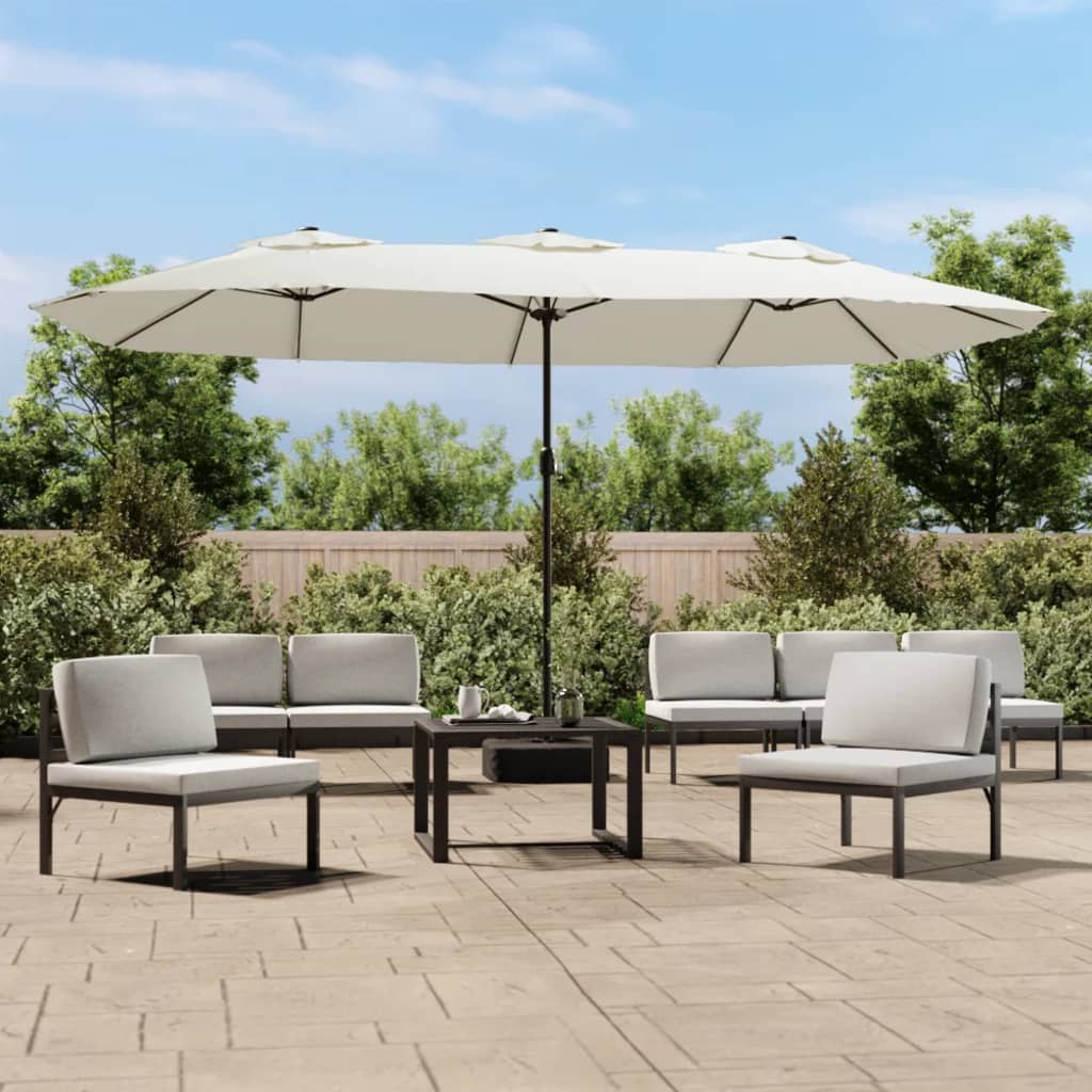 vidaXL Double parasol blanc sable 449x265 cm