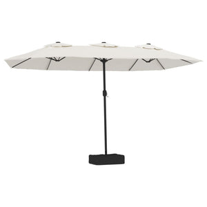Doppel Sonnenschirm LED Sandweiß 449x265 cm