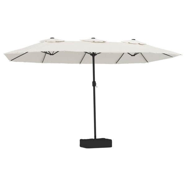 Doppel Sonnenschirm LED Sandweiß 449x265 cm