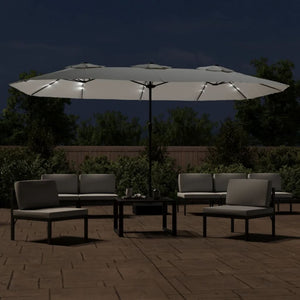 Doppel Sonnenschirm LED Sandweiß 449x265 cm
