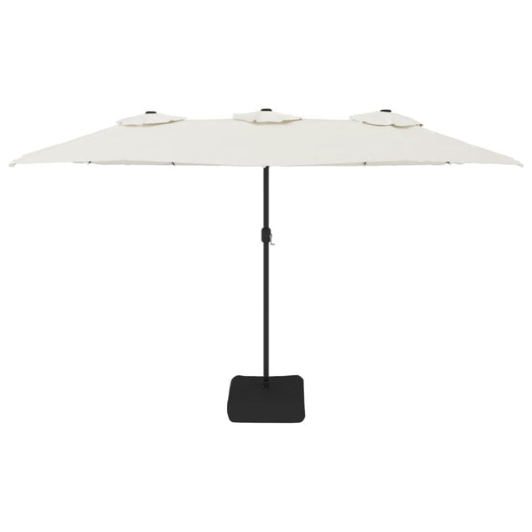 Doppel Sonnenschirm LED Sandweiß 449x265 cm